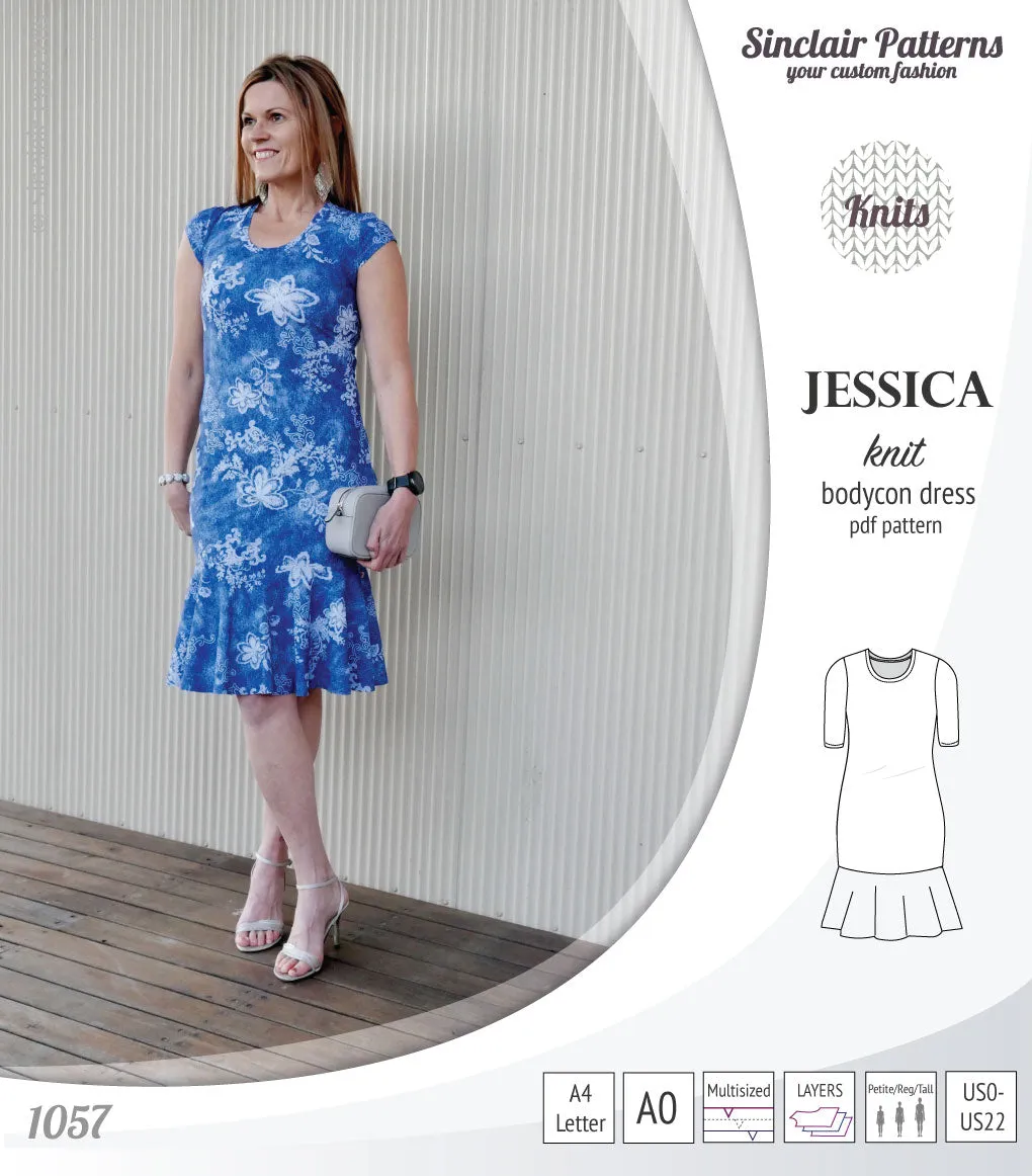 Jessica bodycon knit dress (PDF)