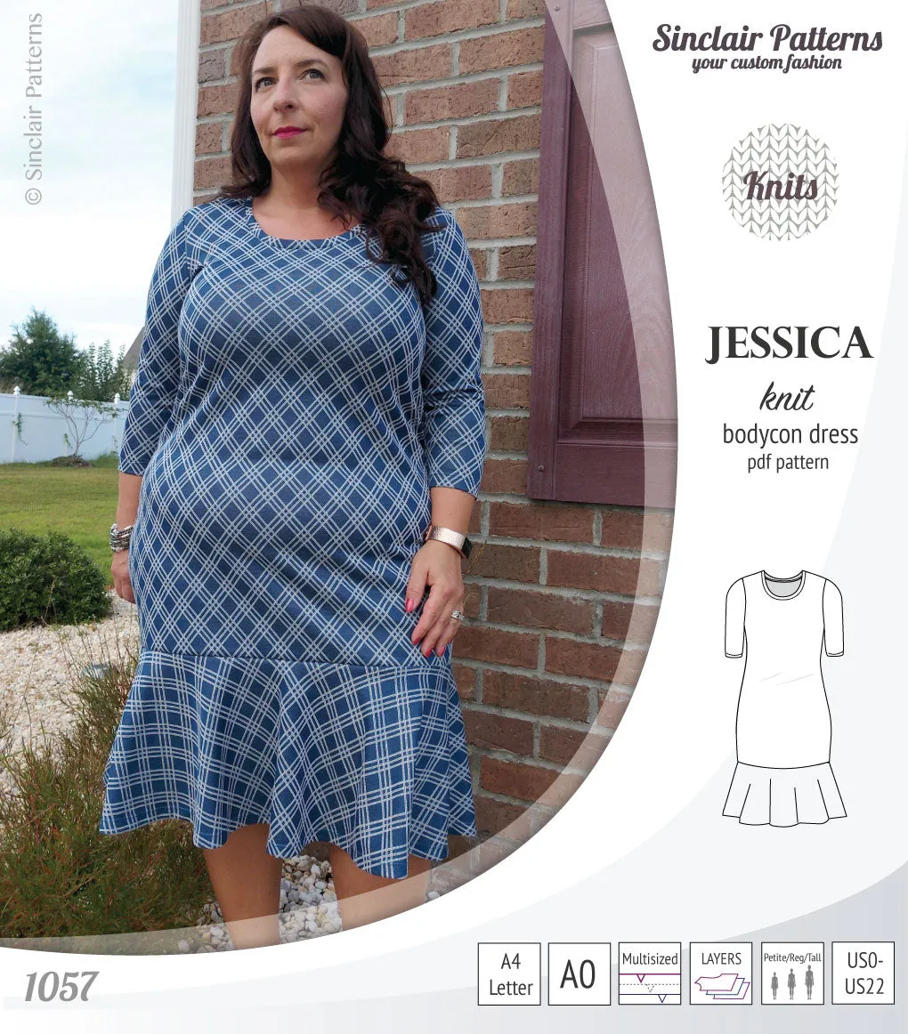 Jessica bodycon knit dress (PDF)