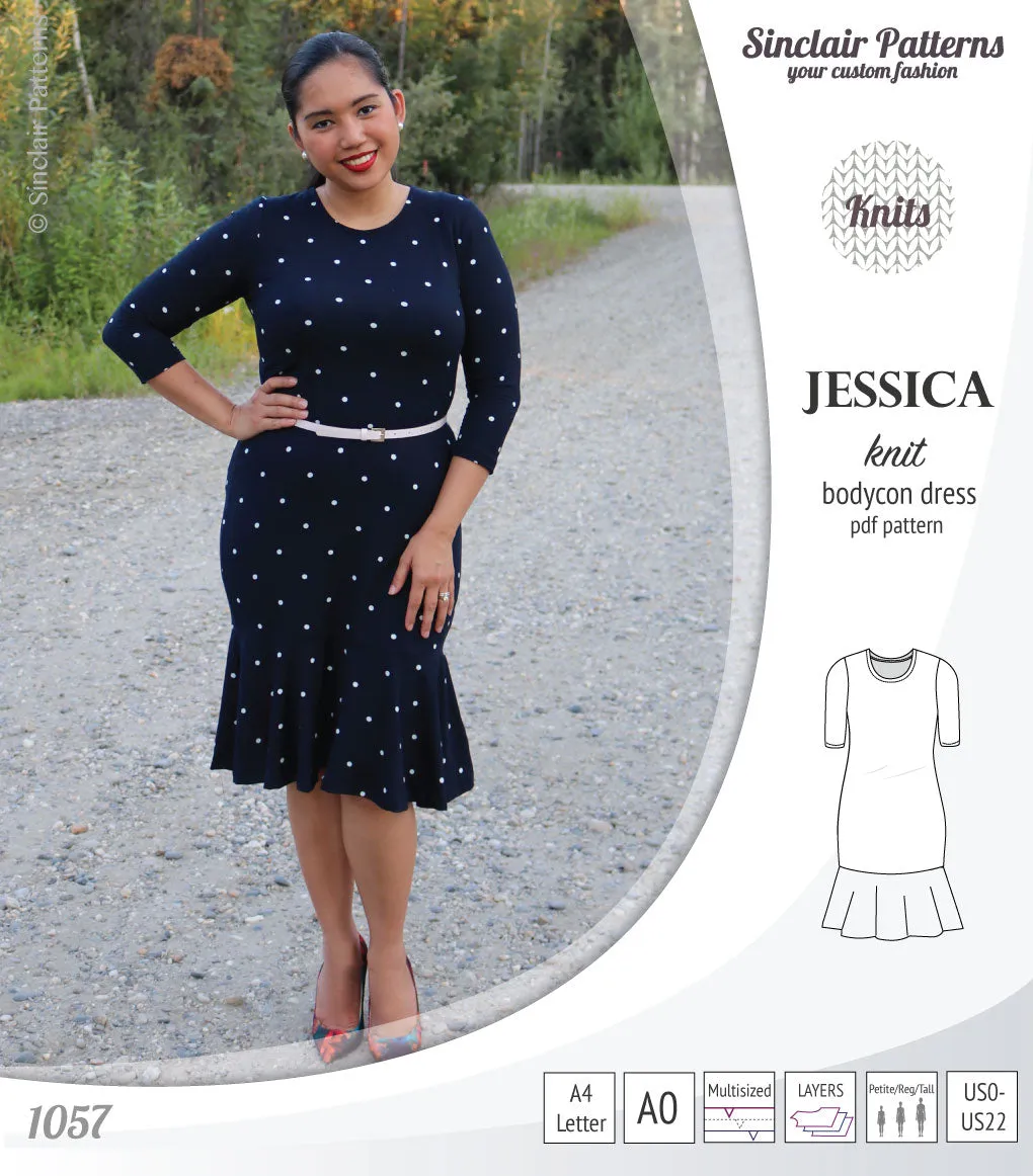 Jessica bodycon knit dress (PDF)