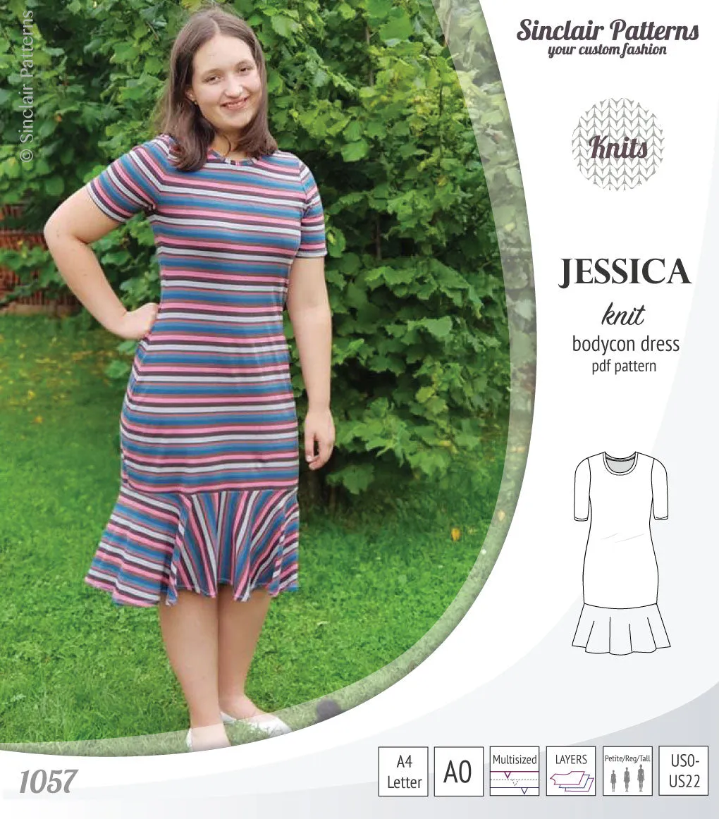 Jessica bodycon knit dress (PDF)