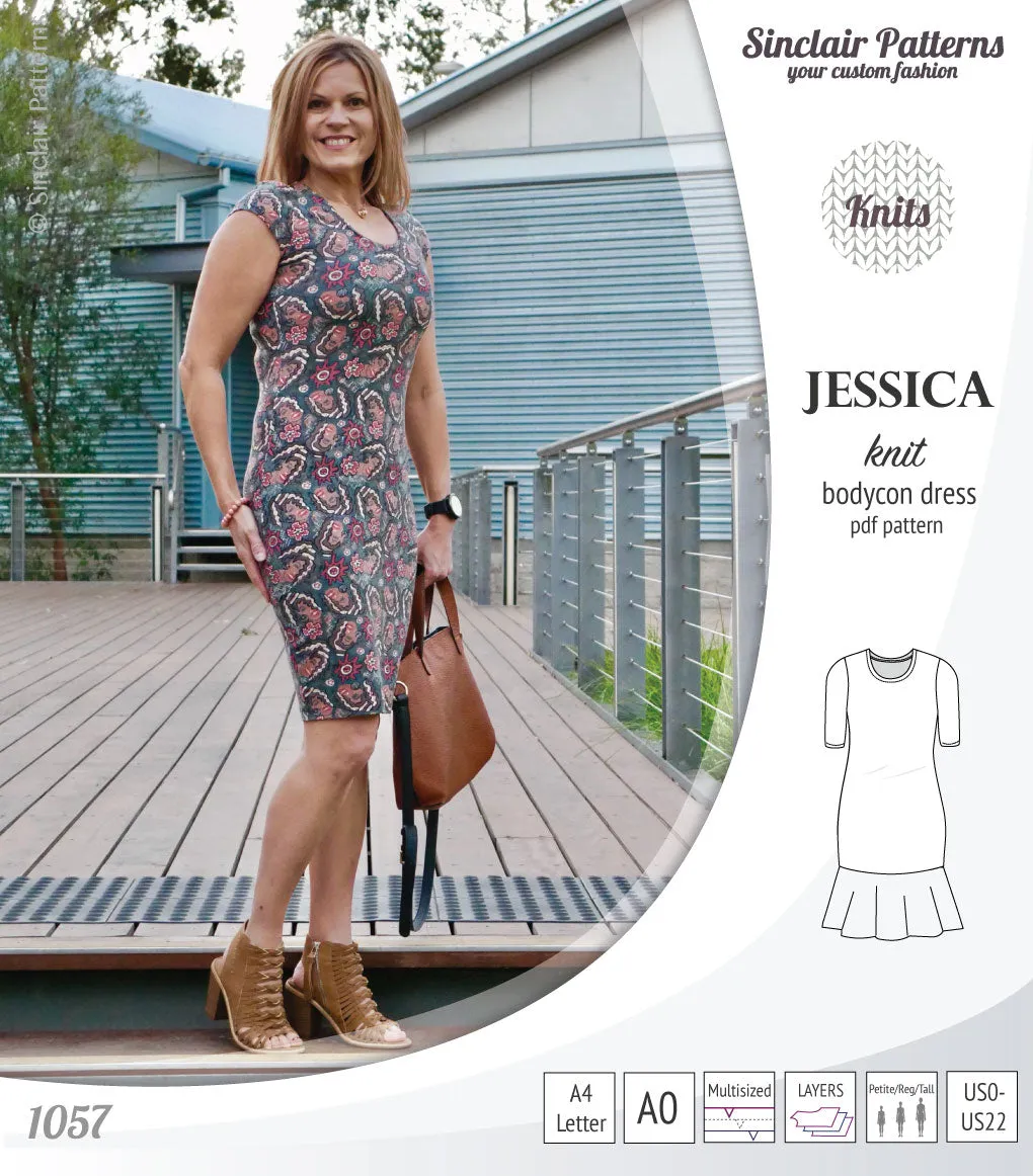 Jessica bodycon knit dress (PDF)