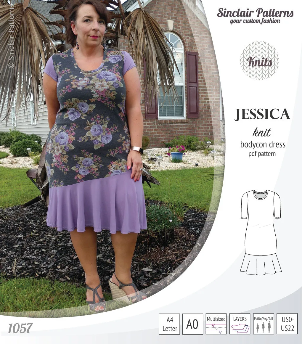 Jessica bodycon knit dress (PDF)
