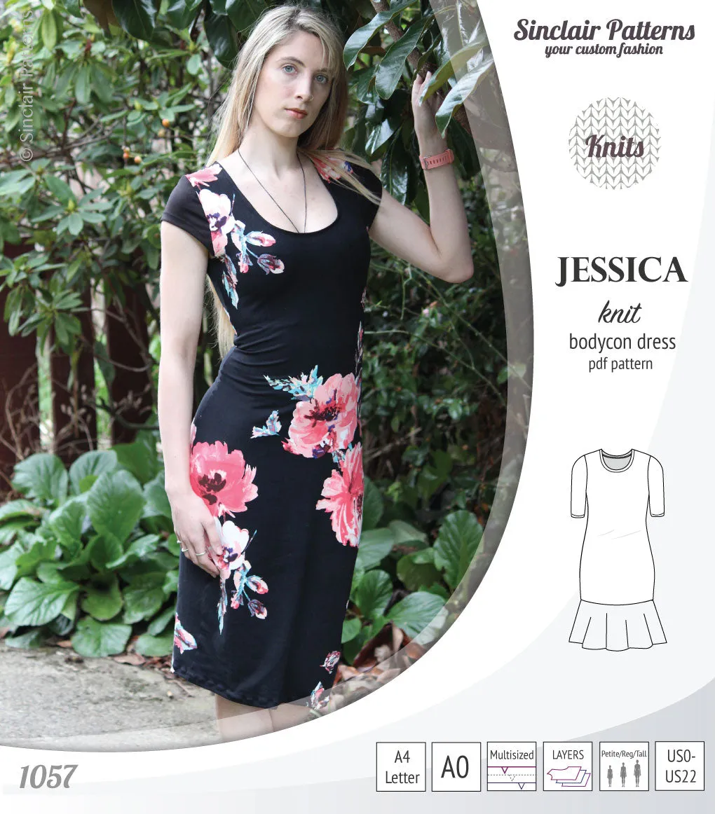 Jessica bodycon knit dress (PDF)