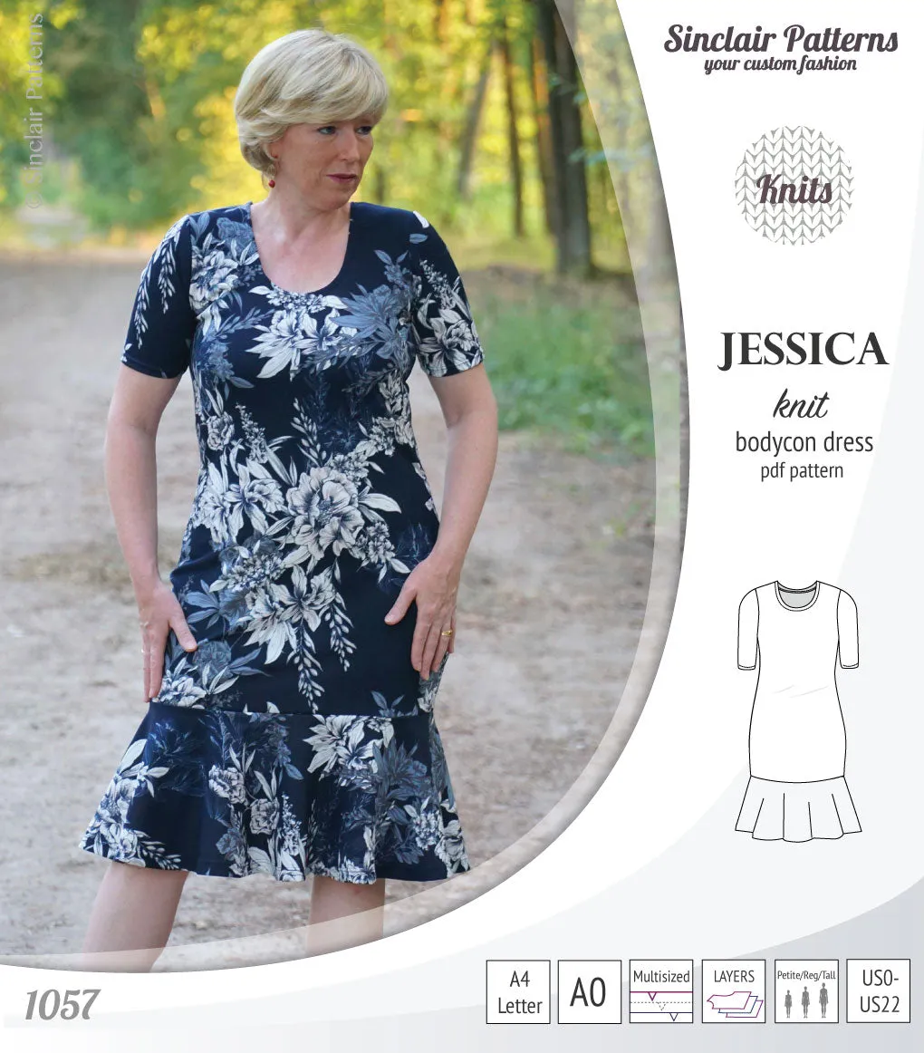 Jessica bodycon knit dress (PDF)