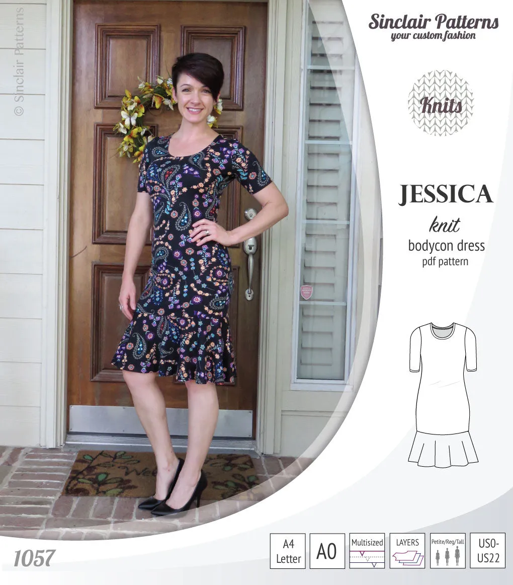 Jessica bodycon knit dress (PDF)