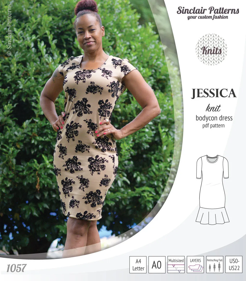 Jessica bodycon knit dress (PDF)