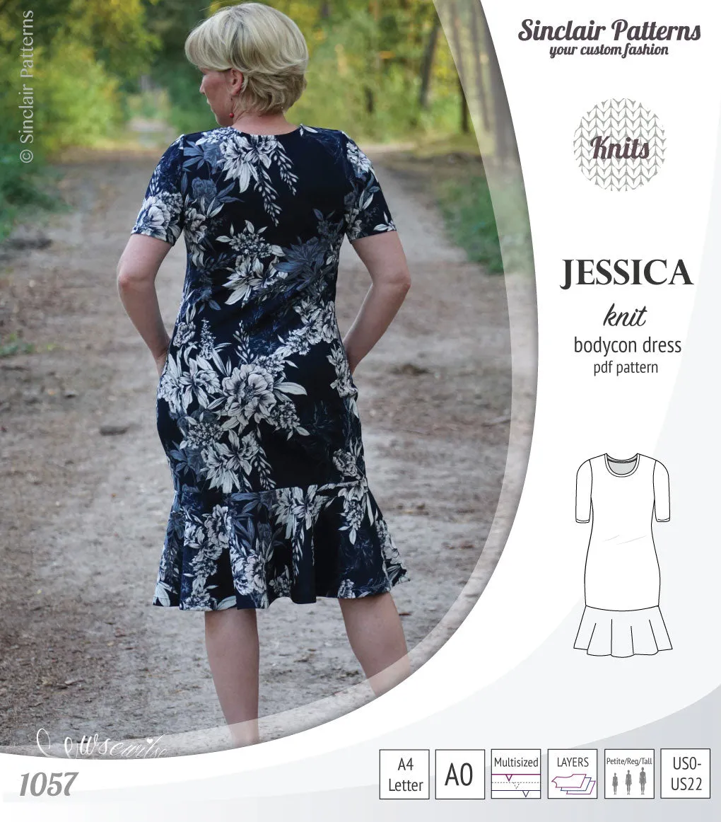 Jessica bodycon knit dress (PDF)