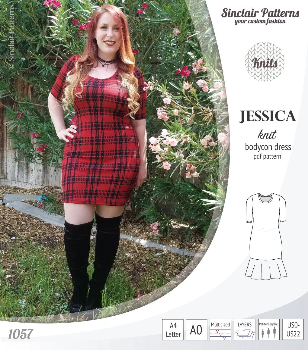 Jessica bodycon knit dress (PDF)