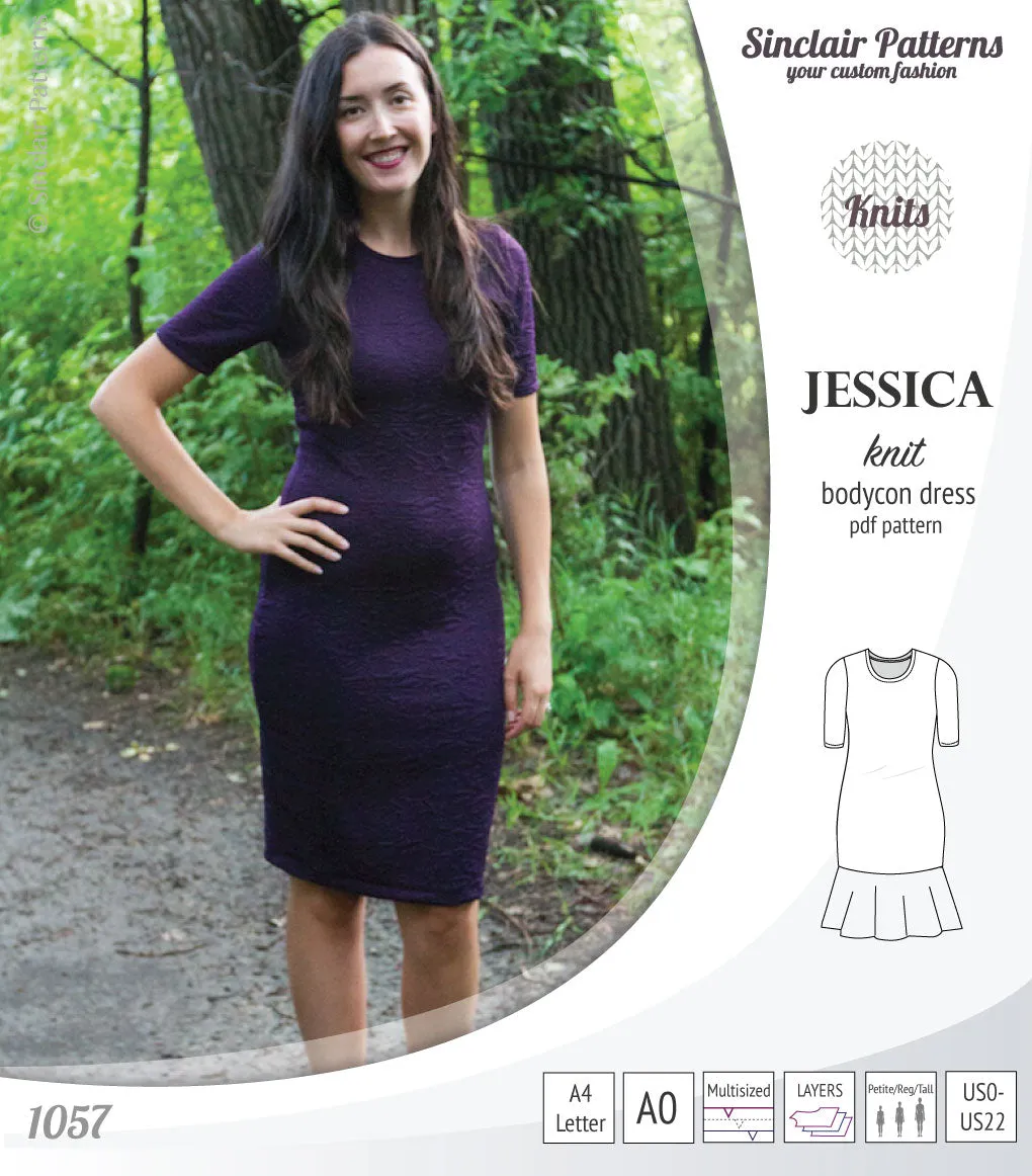 Jessica bodycon knit dress (PDF)