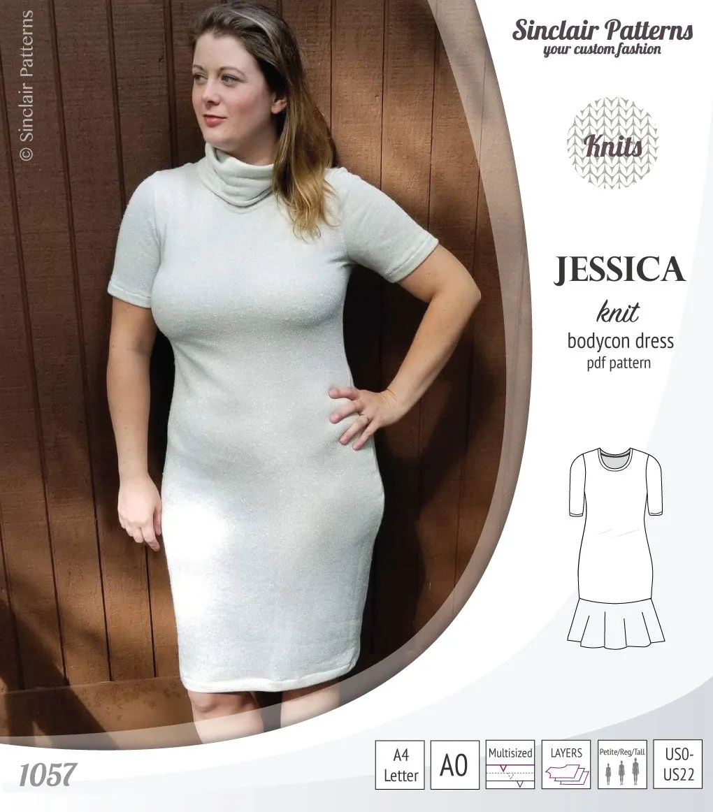 Jessica bodycon knit dress (PDF)