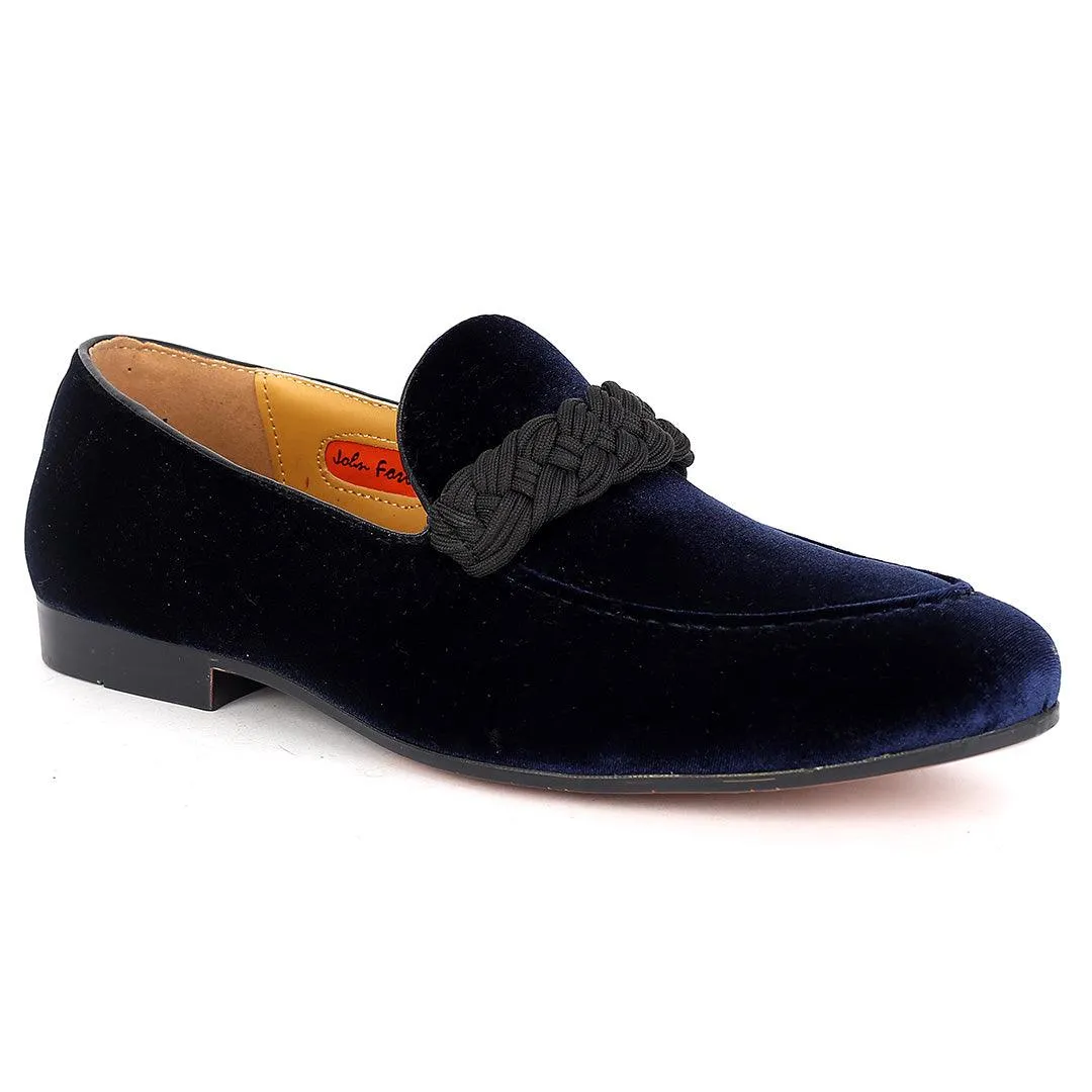 John Foster Twisted Woven Strap Blue Suede Leather Men's Shoe