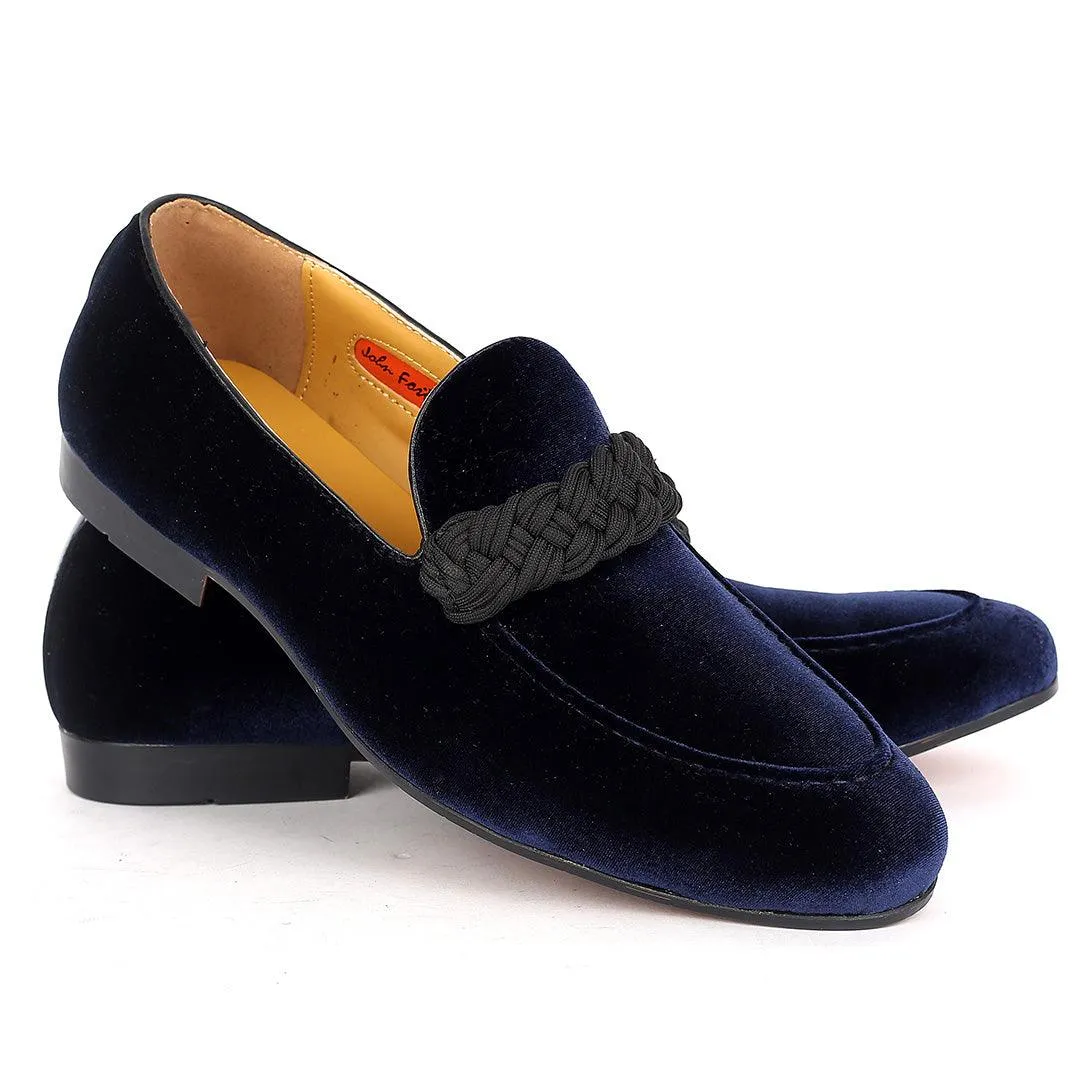 John Foster Twisted Woven Strap Blue Suede Leather Men's Shoe