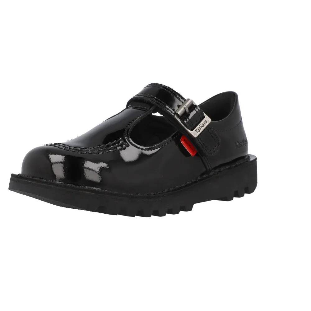Kickers Kick T-bar Black Patent Shoes