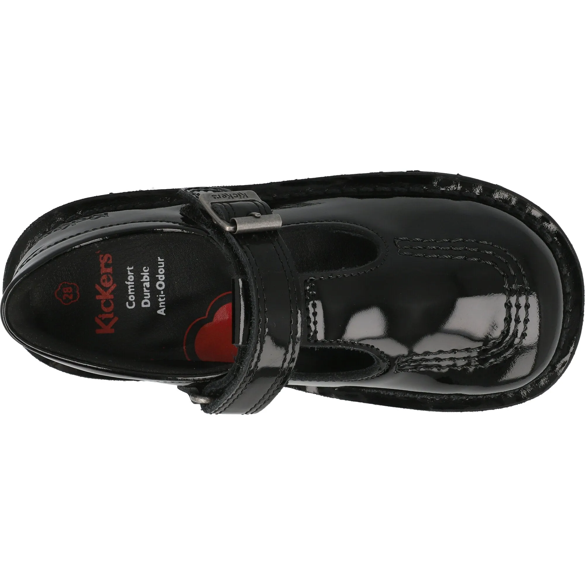 Kickers Kick T-bar Black Patent Shoes