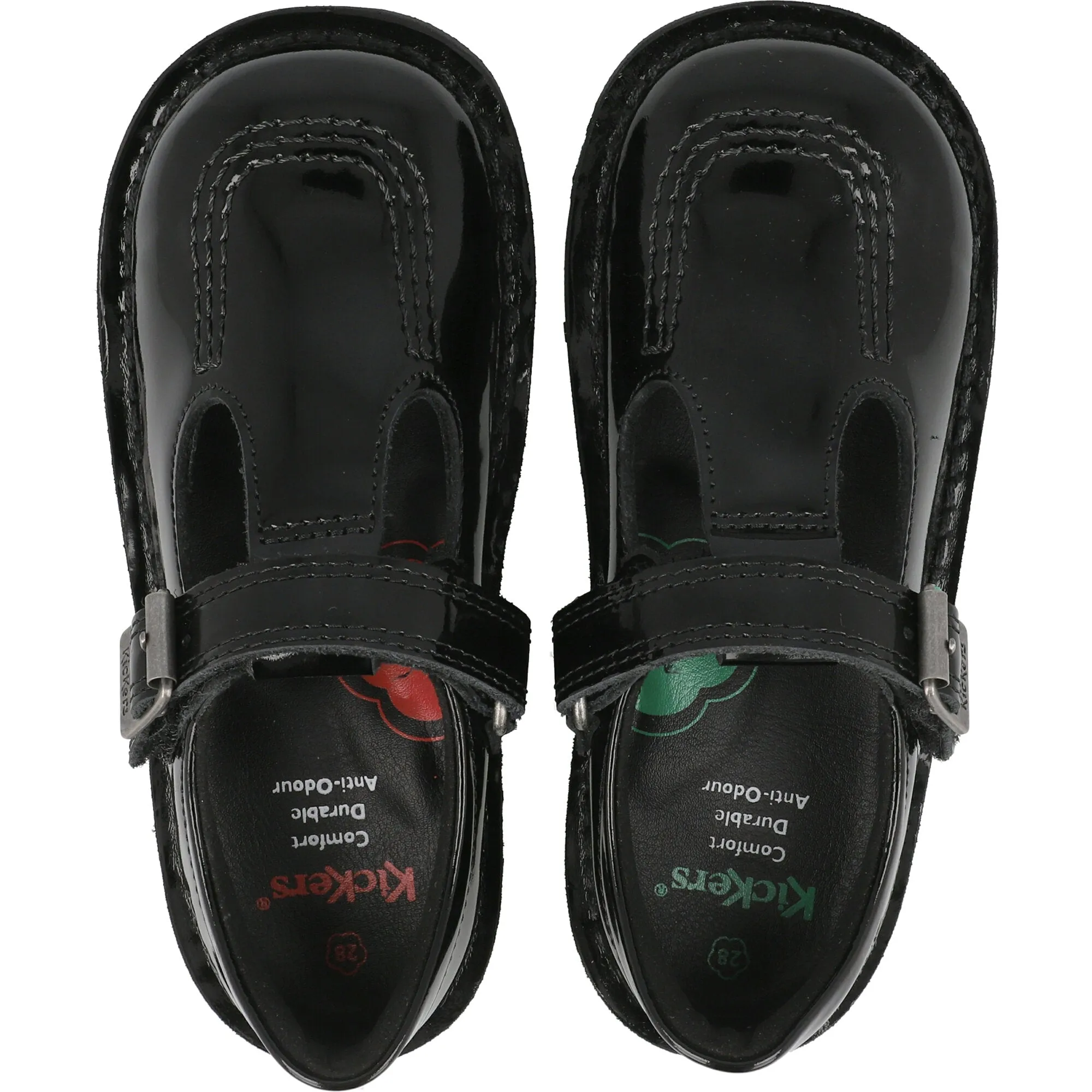 Kickers Kick T-bar Black Patent Shoes