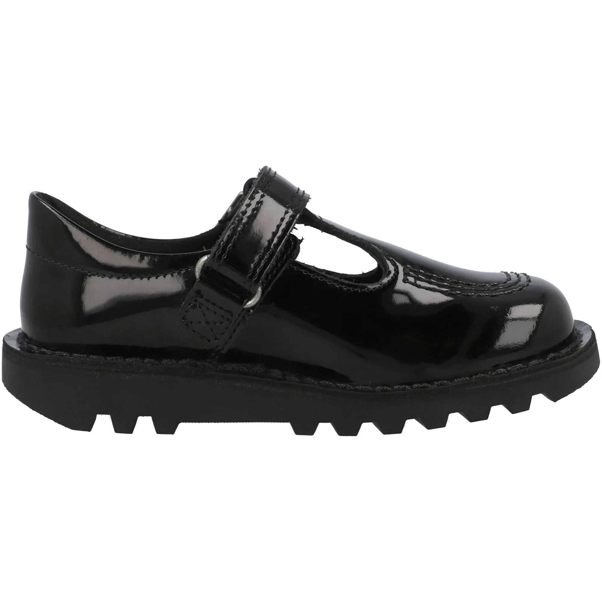 Kickers Kick T-bar Black Patent Shoes