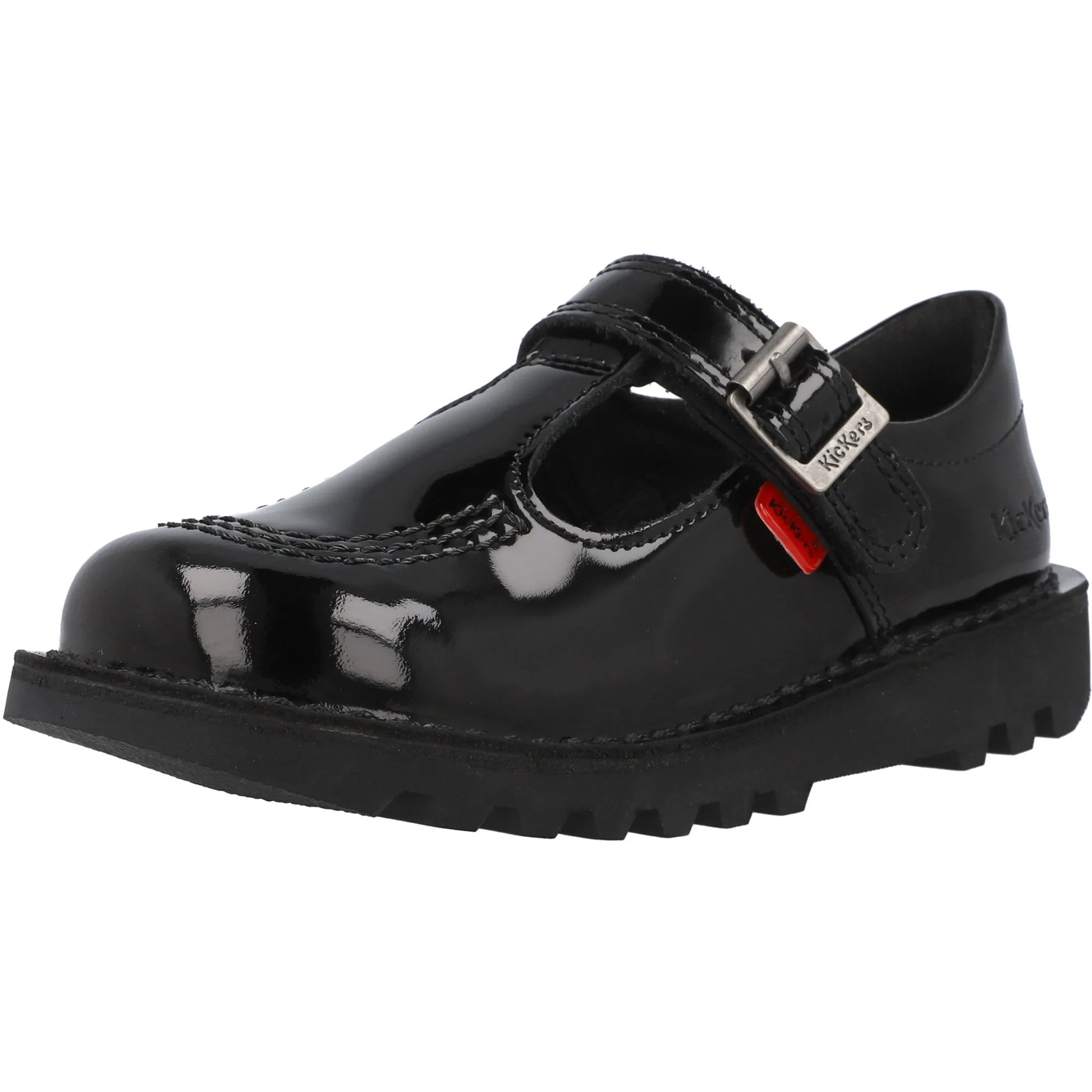 Kickers Kick T-bar Black Patent Shoes