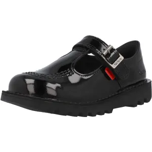 Kickers Kick T-bar Black Patent Shoes