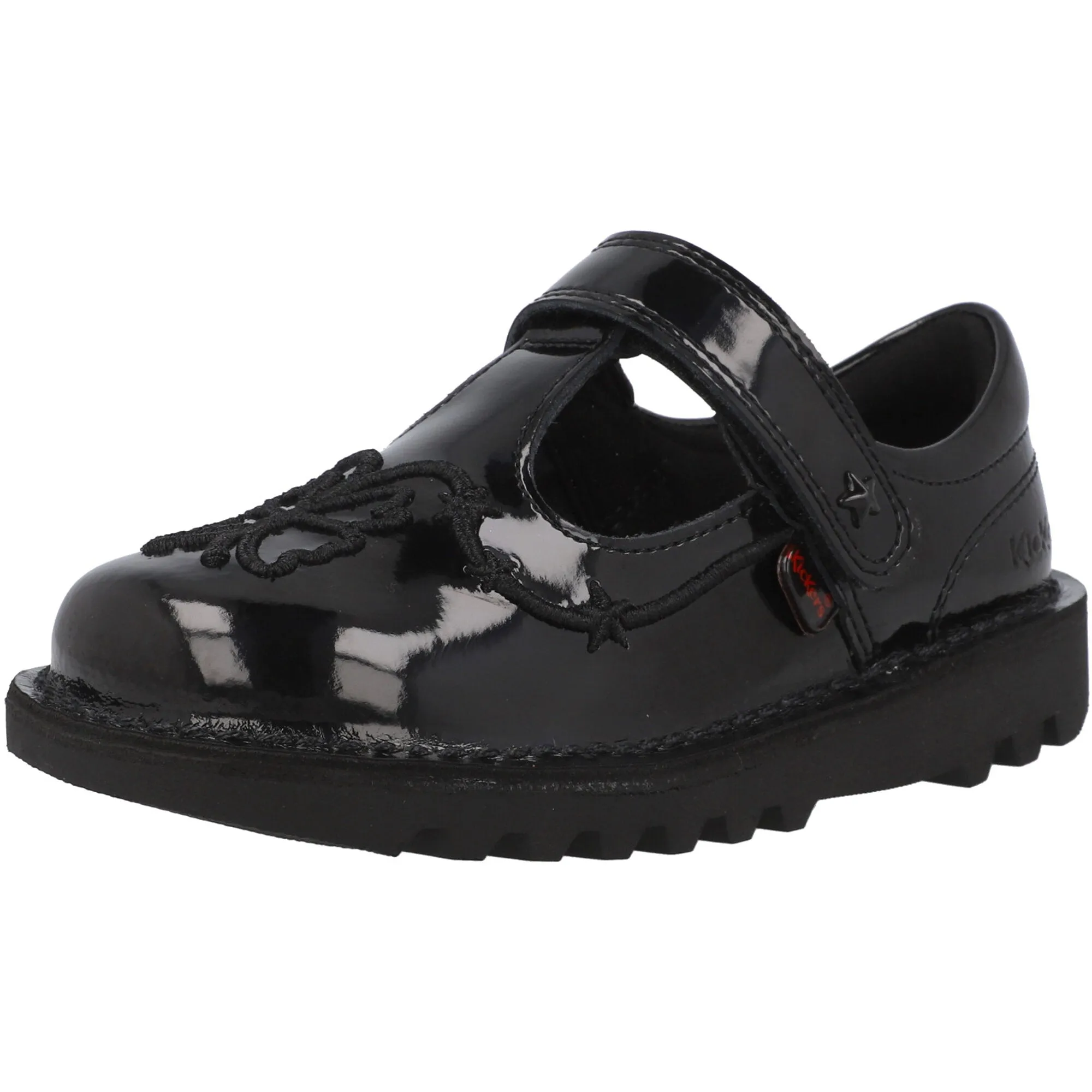 Kickers Kick T Stardust Black Patent Leather Shoes