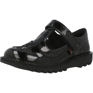 Kickers Kick T Stardust Black Patent Leather T-Bar Shoes