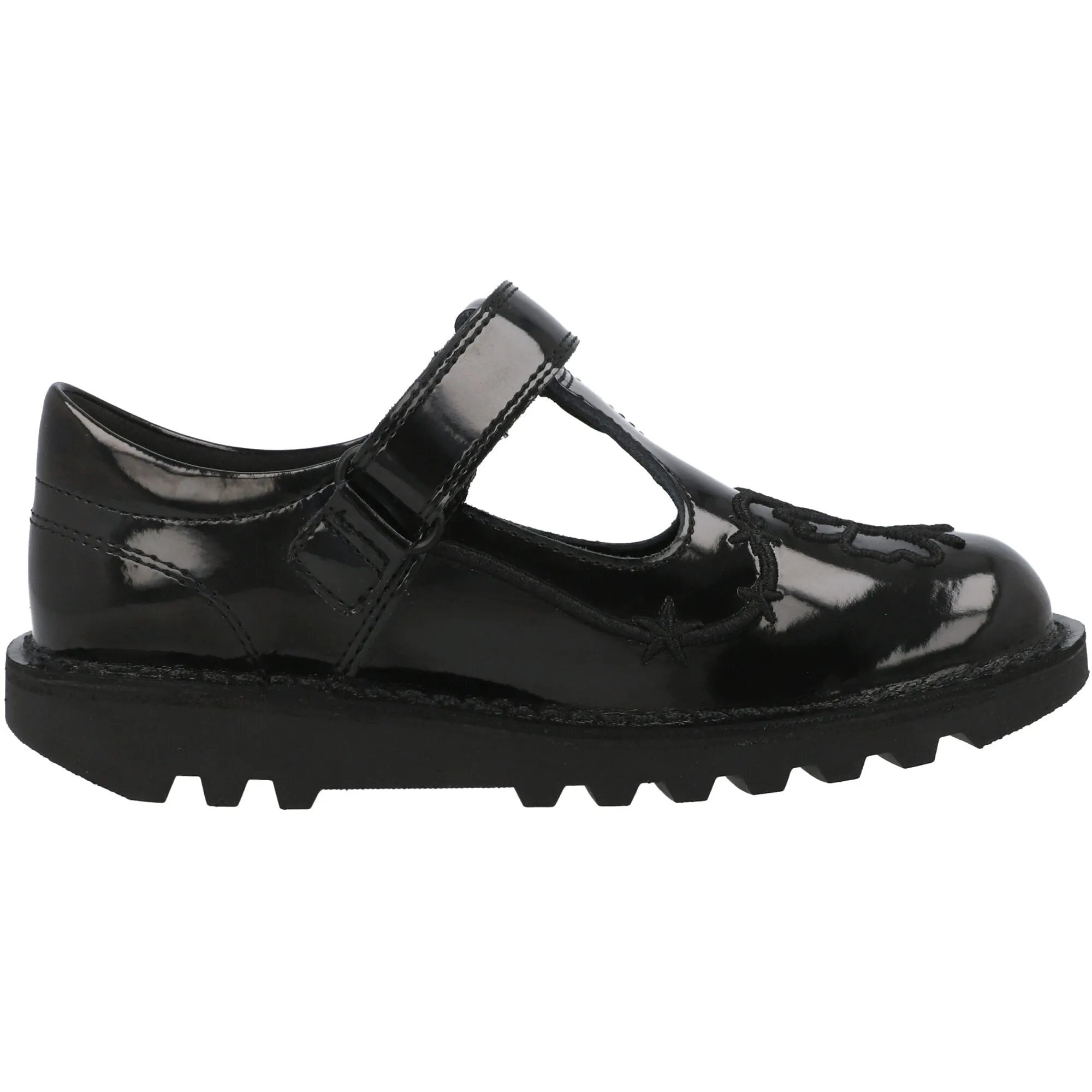 Kickers Kick T Stardust Black Patent Leather T-Bar Shoes
