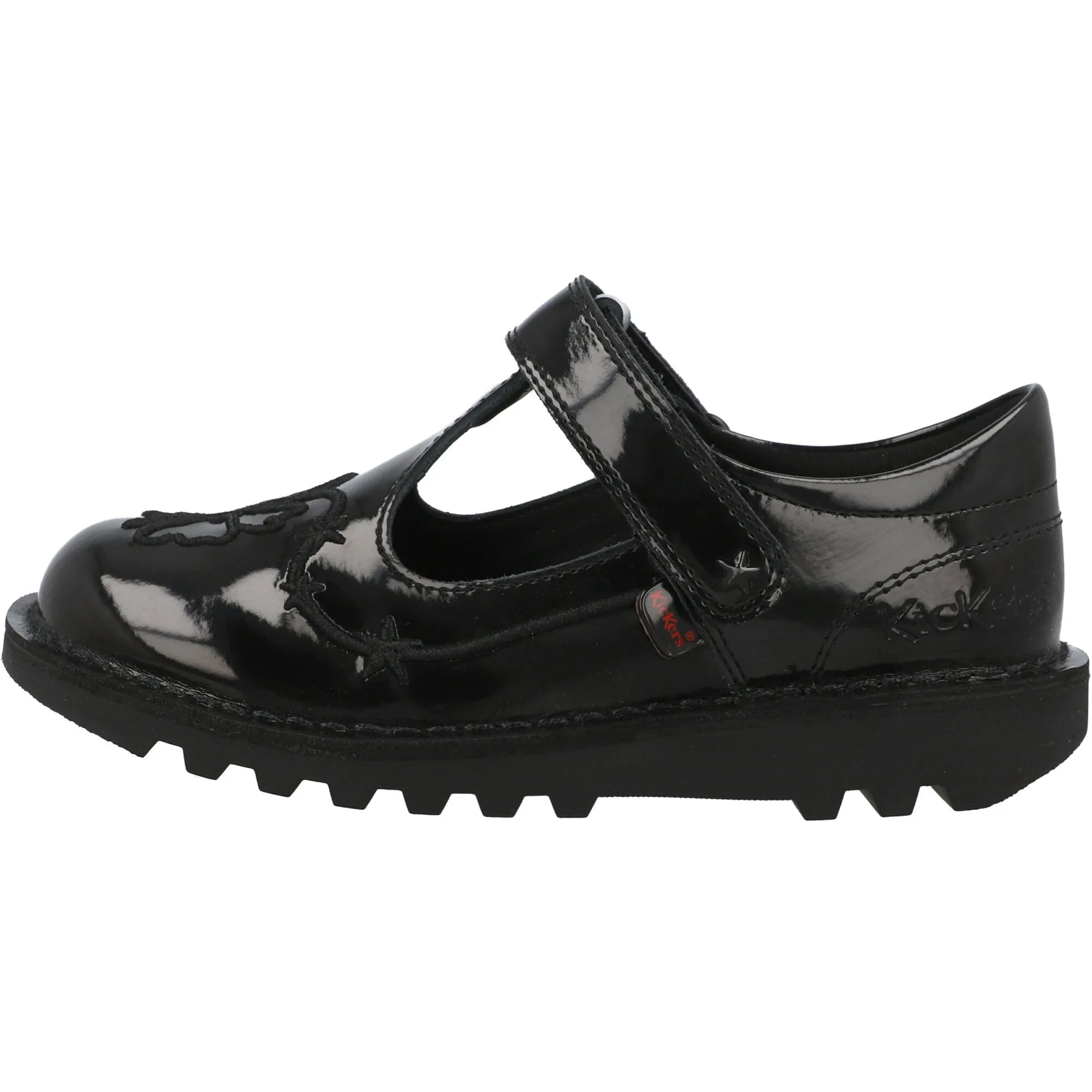 Kickers Kick T Stardust Black Patent Leather T-Bar Shoes