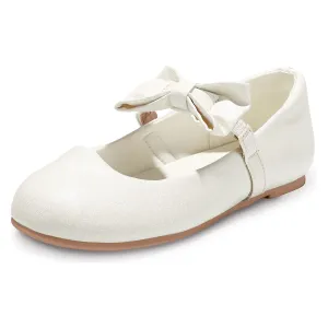 Kids Dress Shoes-Bow Elastic Strap Mary Jane Flats