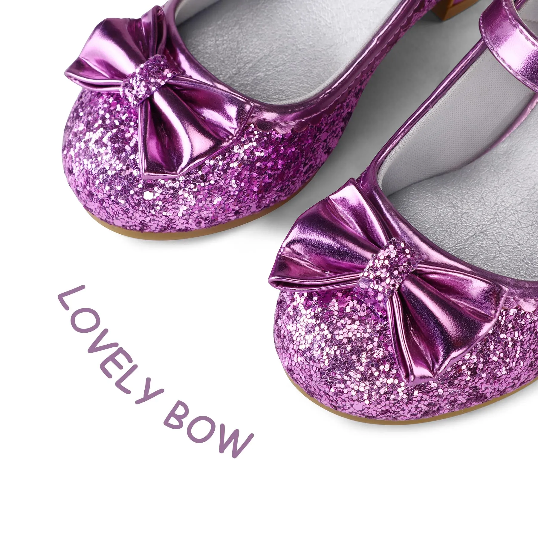 Kids Dress Shoes-Low Heel Sequined Mary Jane Flats