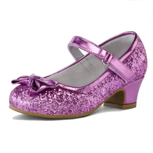 Kids Dress Shoes-Low Heel Sequined Mary Jane Flats