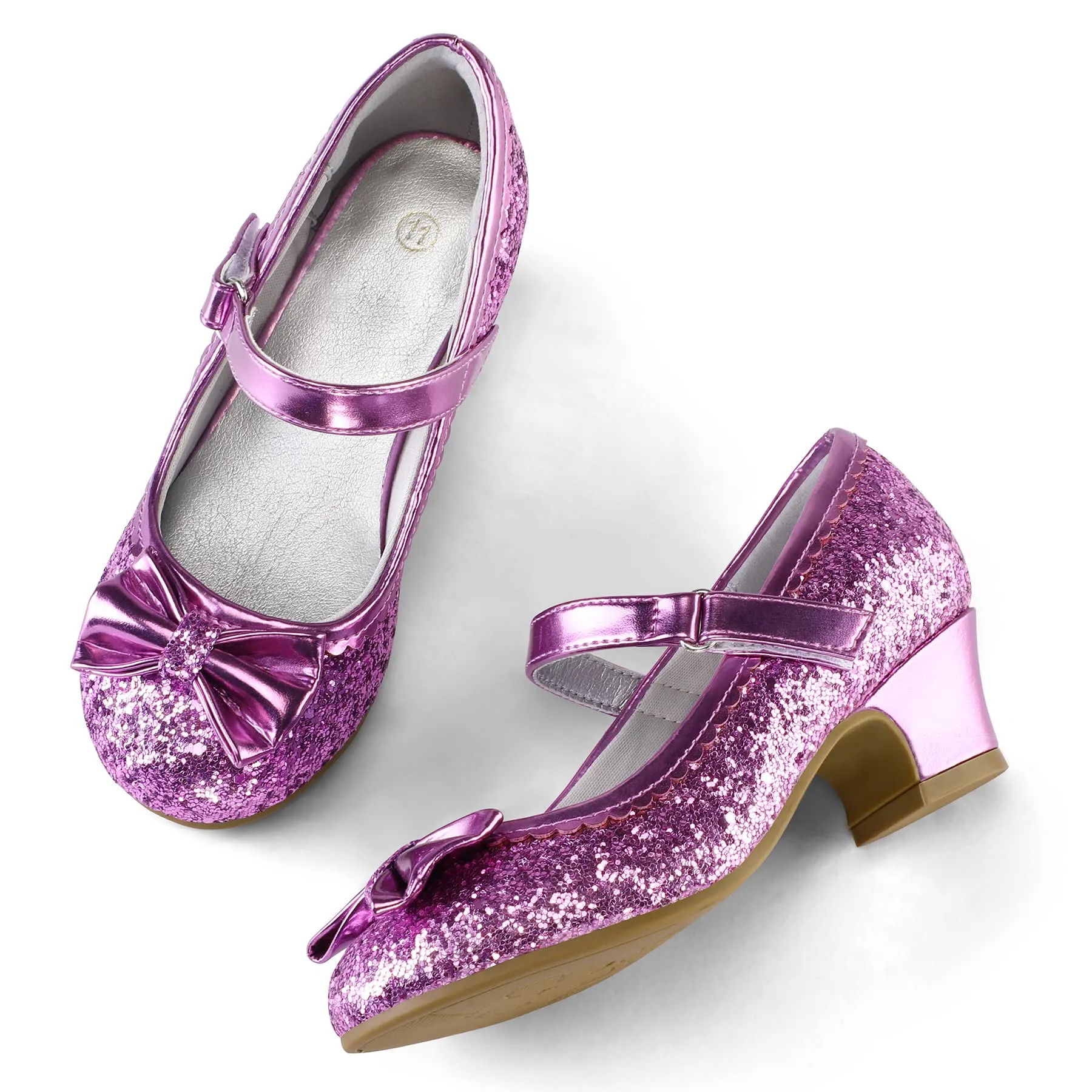 Kids Dress Shoes-Low Heel Sequined Mary Jane Flats