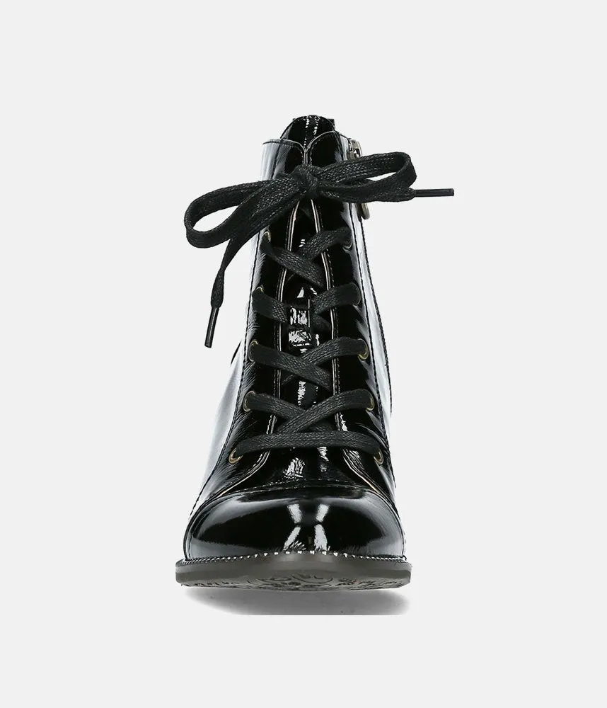 Laura Vita Dressy Black Patent Ankle Boots