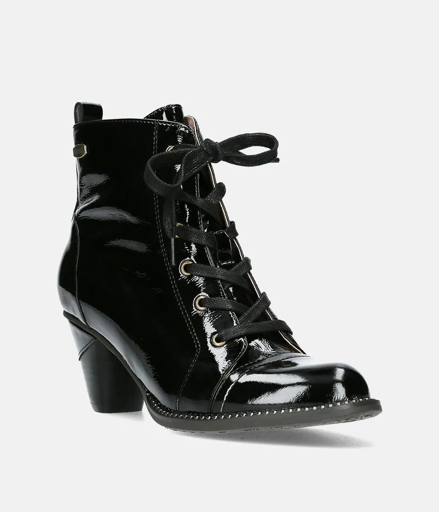 Laura Vita Dressy Black Patent Ankle Boots