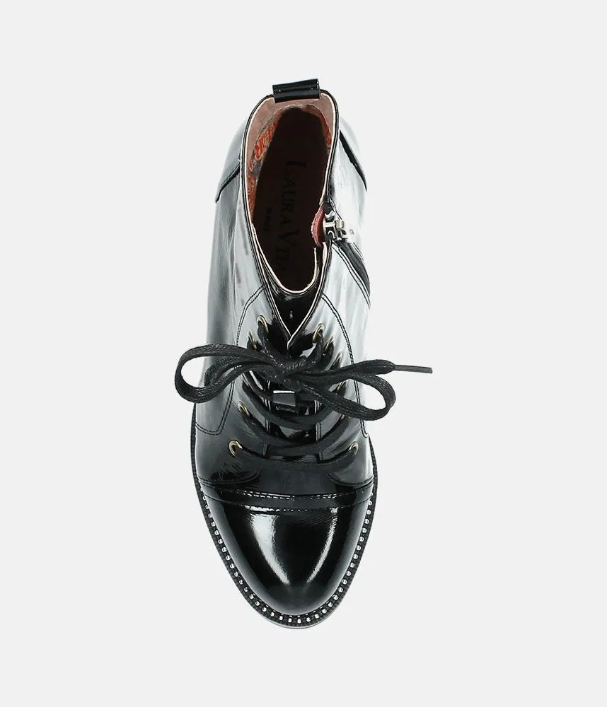 Laura Vita Dressy Black Patent Ankle Boots