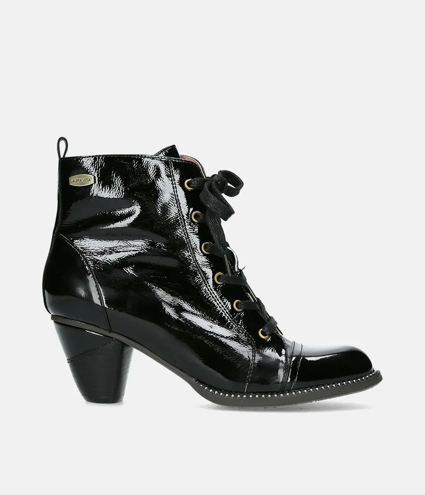 Laura Vita Dressy Black Patent Ankle Boots