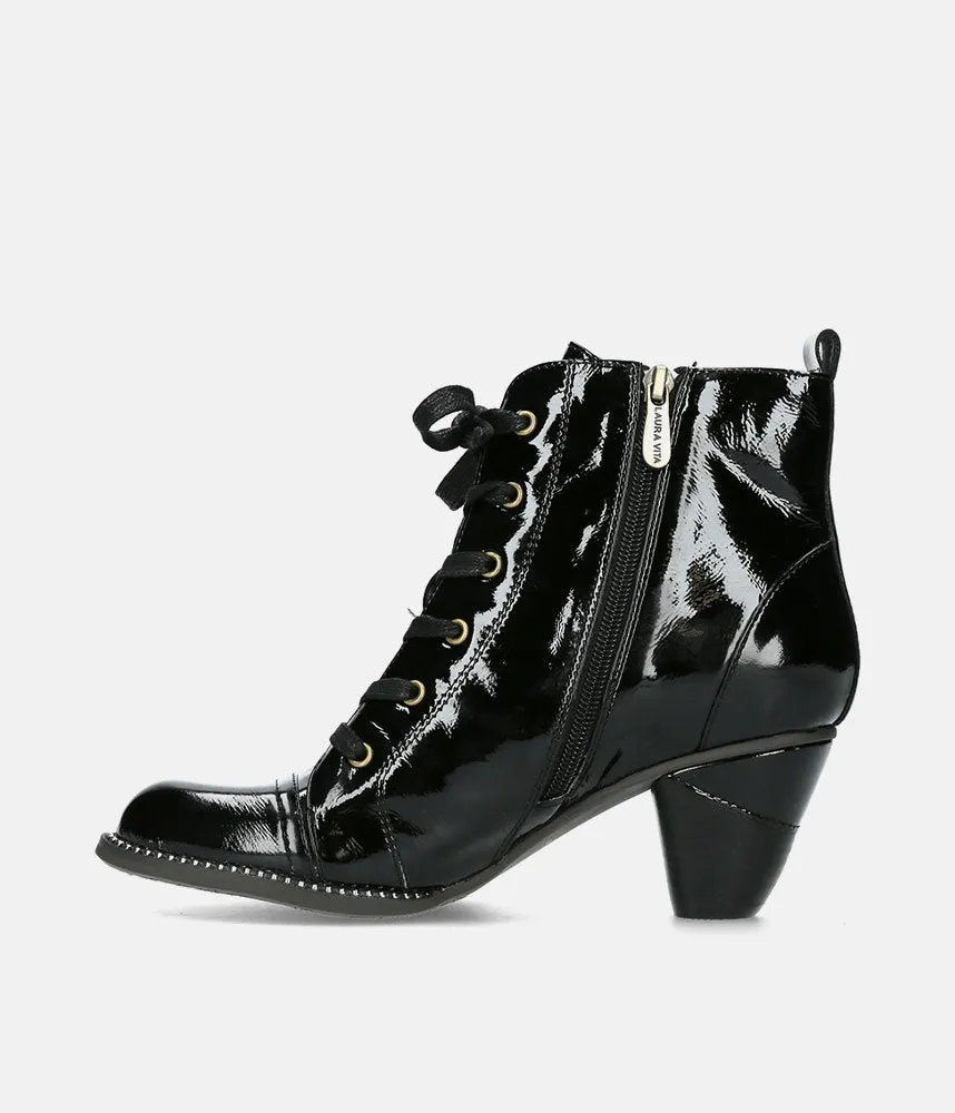 Laura Vita Dressy Black Patent Ankle Boots