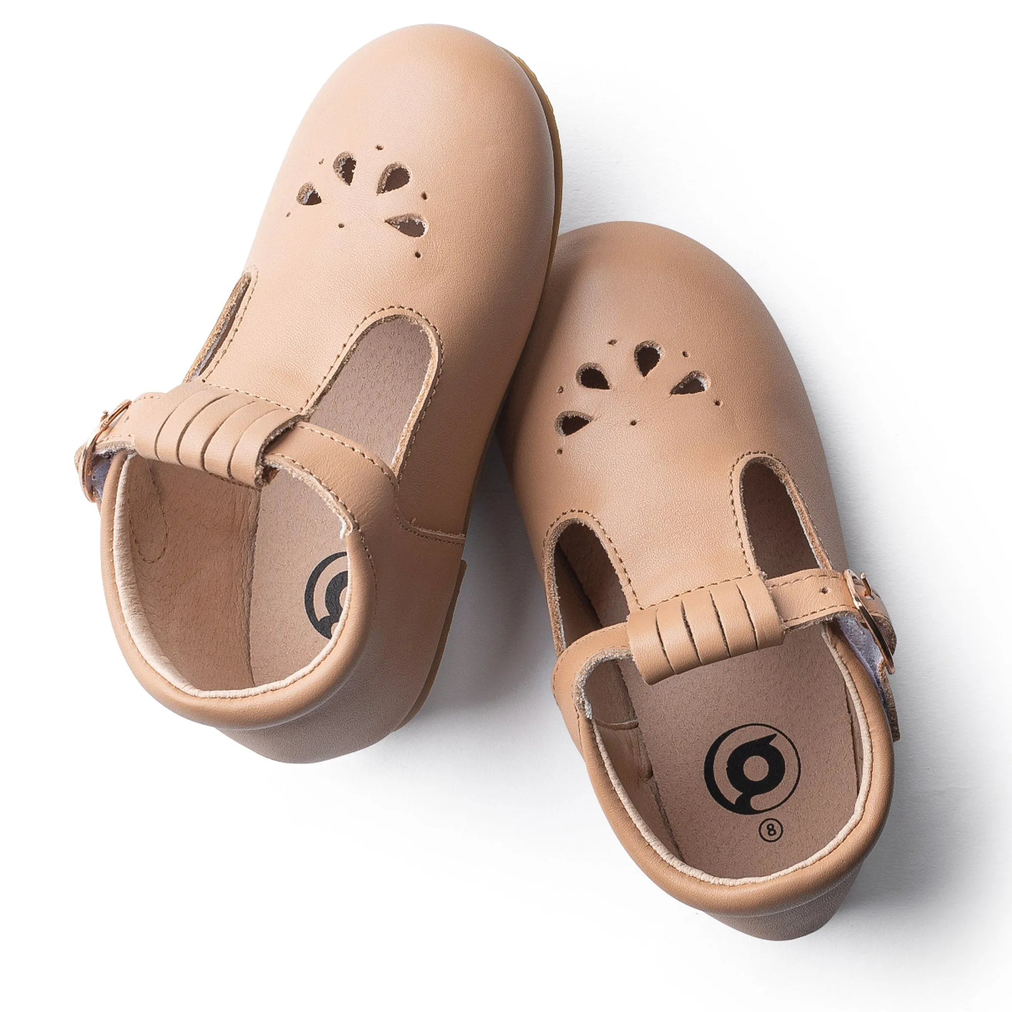 Leather T-Bar | Color 'Latte' | Hard Sole