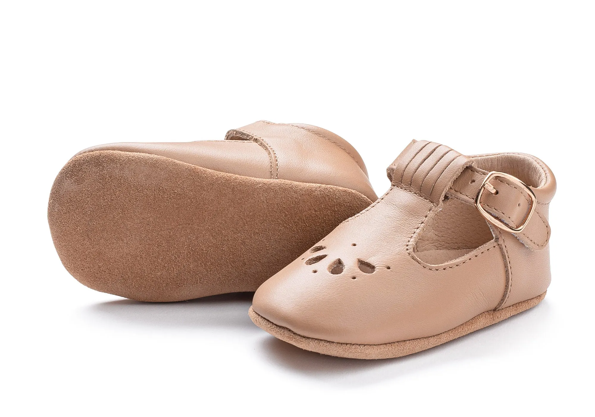 Leather T-Bar | Color 'Latte' | Soft Sole