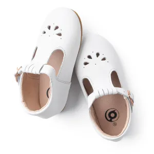 Leather T-Bar | Color 'Snow White' | Hard Sole