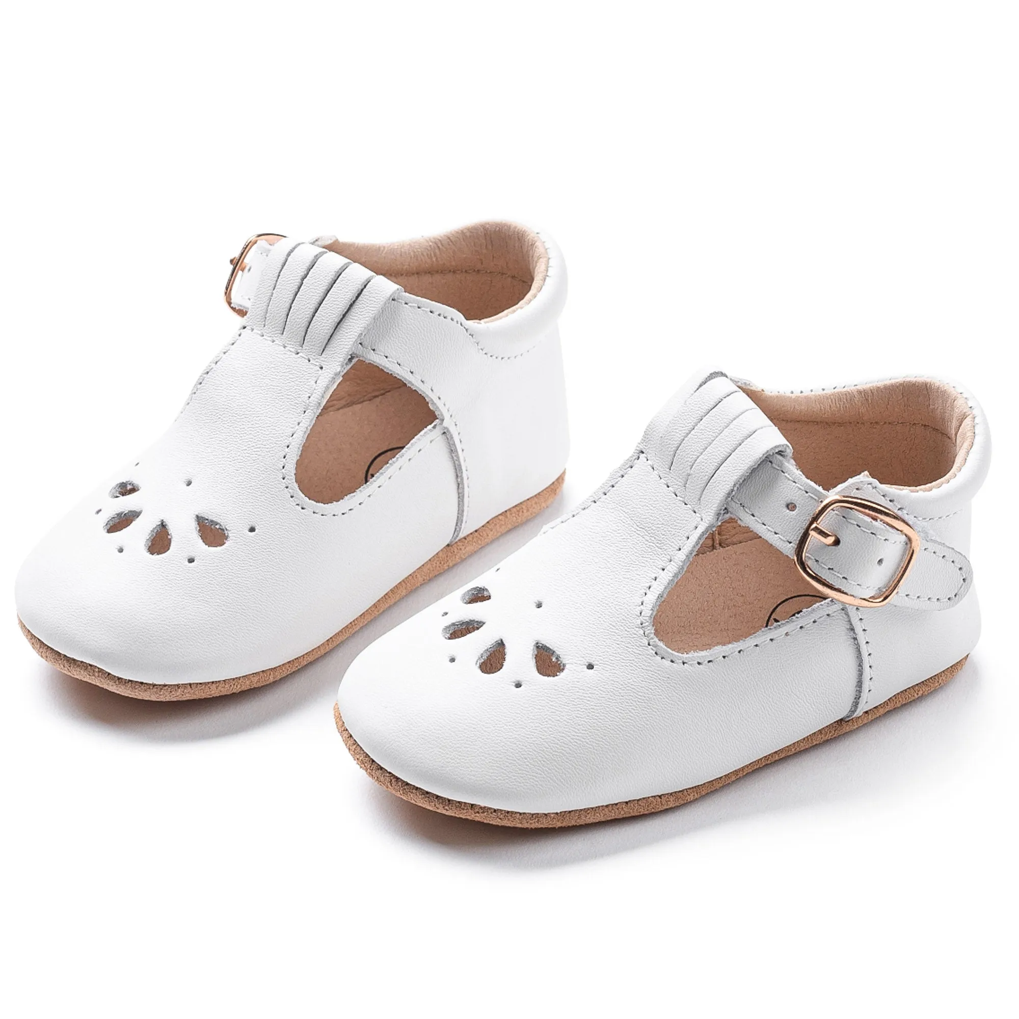 Leather T-Bar | Color 'Snow White' | Soft Sole