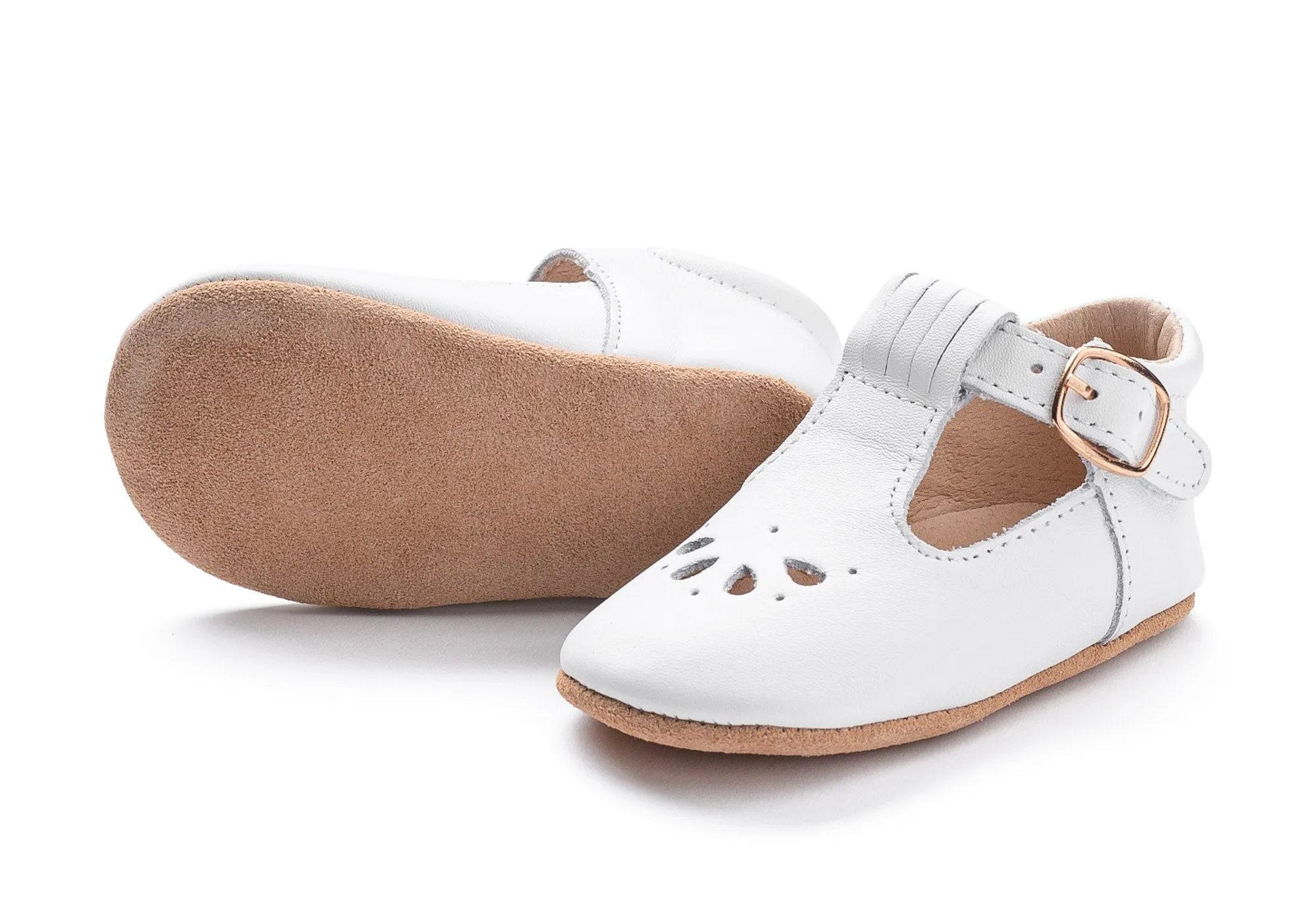 Leather T-Bar | Color 'Snow White' | Soft Sole