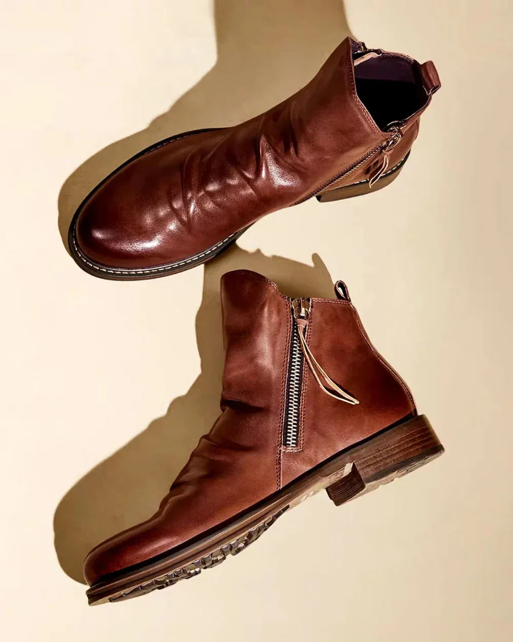 Lombardo - Leather Ankle Boots with Side Zipper