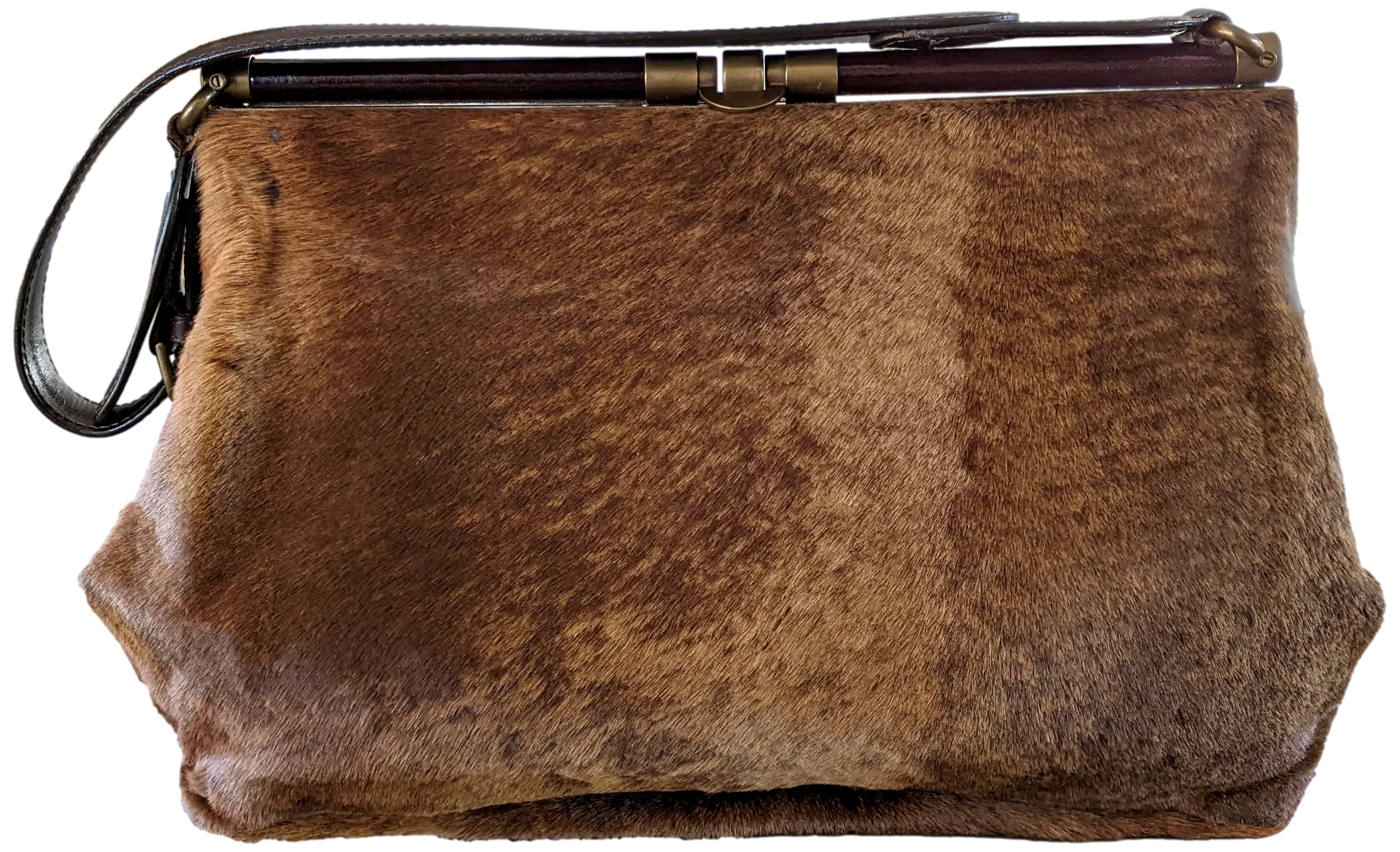 Marni Vintage Foal-Style Fur Calfskin Style Malette Shoulder Bag 36 cm