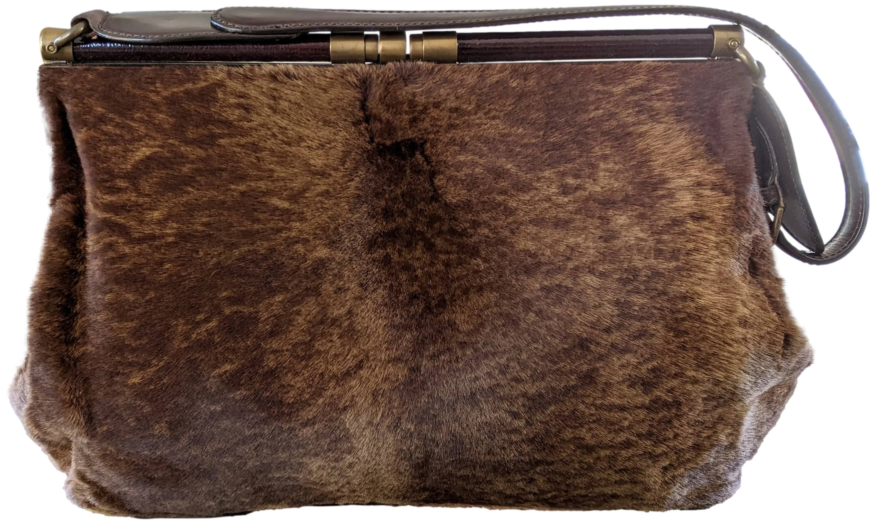 Marni Vintage Foal-Style Fur Calfskin Style Malette Shoulder Bag 36 cm