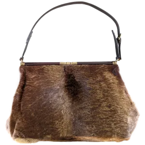 Marni Vintage Foal-Style Fur Calfskin Style Malette Shoulder Bag 36 cm