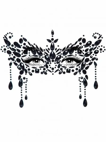 Masquerade Mask Rhinestone Stick-On Face Jewels - Black