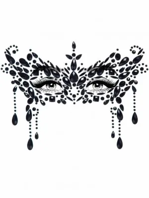 Masquerade Mask Rhinestone Stick-On Face Jewels - Black