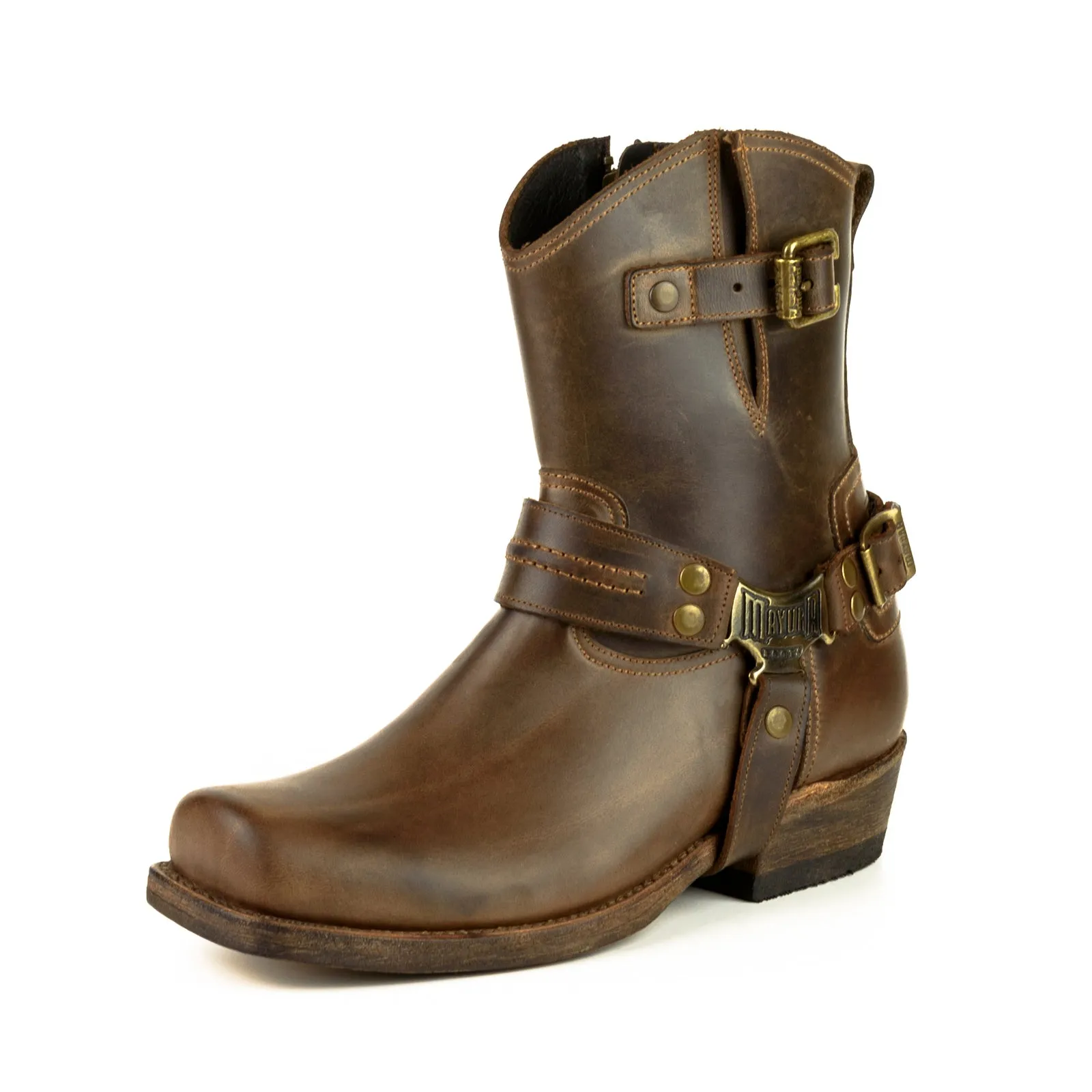 Men's Biker Moto and Motard Boots 005 Handmade Brown Leather