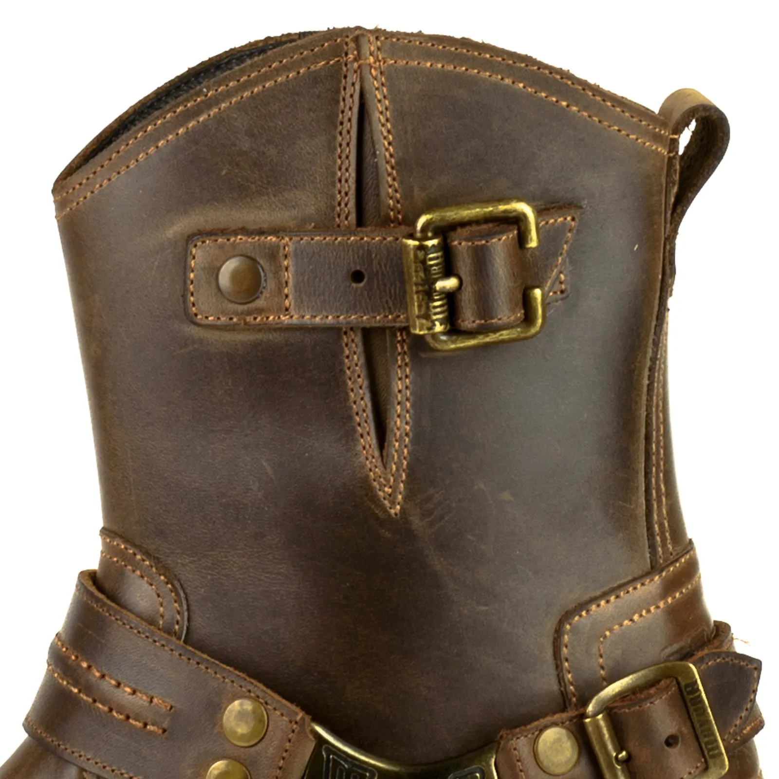 Men's Biker Moto and Motard Boots 005 Handmade Brown Leather