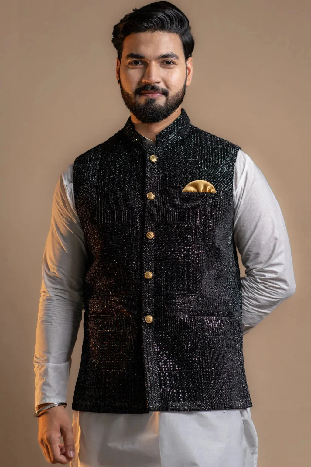 Men's Classic Partywear Black Nehru Jacket