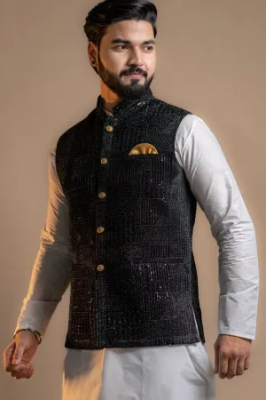 Men's Classic Partywear Black Nehru Jacket